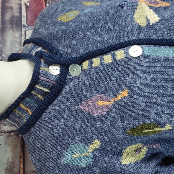 Vintage Icelandic Design Butterfly/Flowers Cardigan Sweater/Jacket - Picture 2 of 12